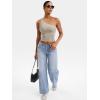 imageYEOREO Womens One Shoulder Tops Sleeveless Going Out Tank Top Fanciy Double Lined Cropped Tee Y2K Summer Shirts Slim FitLight Khaki
