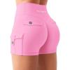 imageYEOREO CoreFlex Women Workout Gym Shorts with Cargo Pockets Hidden Scrunch 36quot 45quot Inseam No Front Seam Biker ShortsPink