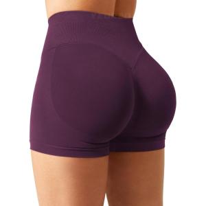 imageYEOREO SoftHue Women Workout Gym Impact Shorts Hidden Scrunch Butt Lifting 25quot36quot45quot6quot Seamless ShortsBlack Cherry