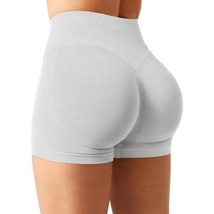 imageYEOREO SoftHue Women Workout Gym Impact Shorts Hidden Scrunch Butt Lifting 25quot36quot45quot6quot Seamless ShortsFeather Beige
