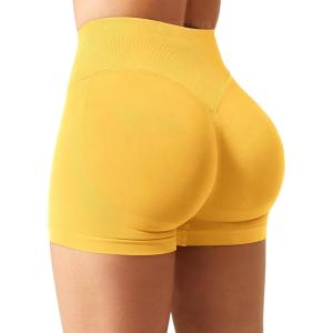 imageYEOREO SoftHue Women Workout Gym Impact Shorts Hidden Scrunch Butt Lifting 25quot36quot45quot6quot Seamless ShortsYellow