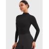 imageYEOREO Womens Sheer Tops Long Sleeve See Through Tops Mock Neck Slim Fit Workout Shirt Jamy Going Out Sexy ShirtsBlack