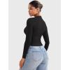 imageYEOREO Womens Sheer Tops Long Sleeve See Through Tops Mock Neck Slim Fit Workout Shirt Jamy Going Out Sexy ShirtsBlack