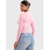 imageYEOREO Womens Sheer Tops Long Sleeve See Through Tops Mock Neck Slim Fit Workout Shirt Jamy Going Out Sexy ShirtsCherry Blossom