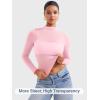 imageYEOREO Womens Sheer Tops Long Sleeve See Through Tops Mock Neck Slim Fit Workout Shirt Jamy Going Out Sexy ShirtsCherry Blossom