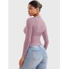 imageYEOREO Womens Sheer Tops Long Sleeve See Through Tops Mock Neck Slim Fit Workout Shirt Jamy Going Out Sexy ShirtsLilac Smoke
