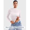 imageYEOREO Womens Sheer Tops Long Sleeve See Through Tops Mock Neck Slim Fit Workout Shirt Jamy Going Out Sexy ShirtsWhite