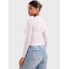 imageYEOREO Womens Sheer Tops Long Sleeve See Through Tops Mock Neck Slim Fit Workout Shirt Jamy Going Out Sexy ShirtsWhite
