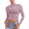 imageYEOREO Womens Sheer Tops Long Sleeve See Through Tops Mock Neck Slim Fit Workout Shirt Jamy Going Out Sexy ShirtsLilac Smoke