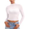 imageYEOREO Womens Sheer Tops Long Sleeve See Through Tops Mock Neck Slim Fit Workout Shirt Jamy Going Out Sexy ShirtsWhite