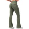 imageYEOREO CoreFlex Women Workout Mini Flare Leggings with Pockets Hidden Scrunch Cargo Gym Casual DenimLook Yoga PantsArmy Green