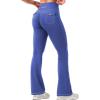 imageYEOREO CoreFlex Women Workout Mini Flare Leggings with Pockets Hidden Scrunch Cargo Gym Casual DenimLook Yoga PantsGalactic Cobalt Blue