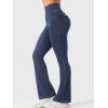 imageYEOREO CoreFlex Women Workout Mini Flare Leggings with Pockets Hidden Scrunch Cargo Gym Casual DenimLook Yoga PantsNavy Blue