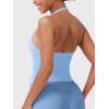 imageYEOREO SoftHue Womens Impact Halter Tank Top Longline Backless Scoop Neck Builtin Bra Sports Workout Gym Crop TopAiry Blue