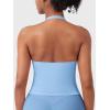 imageYEOREO SoftHue Womens Impact Halter Tank Top Longline Backless Scoop Neck Builtin Bra Sports Workout Gym Crop TopAiry Blue