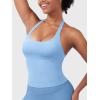 imageYEOREO SoftHue Womens Impact Halter Tank Top Longline Backless Scoop Neck Builtin Bra Sports Workout Gym Crop TopAiry Blue