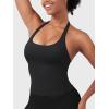 imageYEOREO SoftHue Womens Impact Halter Tank Top Longline Backless Scoop Neck Builtin Bra Sports Workout Gym Crop TopBlack