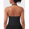 imageYEOREO SoftHue Womens Impact Halter Tank Top Longline Backless Scoop Neck Builtin Bra Sports Workout Gym Crop TopBlack