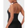 imageYEOREO SoftHue Womens Impact Halter Tank Top Longline Backless Scoop Neck Builtin Bra Sports Workout Gym Crop TopBlack