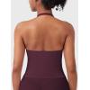 imageYEOREO SoftHue Womens Impact Halter Tank Top Longline Backless Scoop Neck Builtin Bra Sports Workout Gym Crop TopMauve