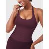 imageYEOREO SoftHue Womens Impact Halter Tank Top Longline Backless Scoop Neck Builtin Bra Sports Workout Gym Crop TopMauve