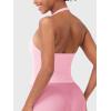 imageYEOREO SoftHue Womens Impact Halter Tank Top Longline Backless Scoop Neck Builtin Bra Sports Workout Gym Crop TopPink