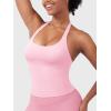 imageYEOREO SoftHue Womens Impact Halter Tank Top Longline Backless Scoop Neck Builtin Bra Sports Workout Gym Crop TopPink