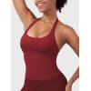 imageYEOREO SoftHue Womens Impact Halter Tank Top Longline Backless Scoop Neck Builtin Bra Sports Workout Gym Crop TopScarlett Red