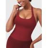 imageYEOREO SoftHue Womens Impact Halter Tank Top Longline Backless Scoop Neck Builtin Bra Sports Workout Gym Crop TopScarlett Red