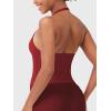 imageYEOREO SoftHue Womens Impact Halter Tank Top Longline Backless Scoop Neck Builtin Bra Sports Workout Gym Crop TopScarlett Red