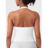 imageYEOREO SoftHue Womens Impact Halter Tank Top Longline Backless Scoop Neck Builtin Bra Sports Workout Gym Crop TopWhite