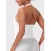 imageYEOREO SoftHue Womens Impact Halter Tank Top Longline Backless Scoop Neck Builtin Bra Sports Workout Gym Crop TopWhite