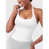 imageYEOREO SoftHue Womens Impact Halter Tank Top Longline Backless Scoop Neck Builtin Bra Sports Workout Gym Crop TopWhite