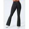 imageYEOREO CoreFlex Mini Flare Workout Leggings with Pockets for Women Butt Lifting High Waisted Hidden Scrunch Gym Denim PantsBlack