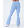 imageYEOREO CoreFlex Mini Flare Workout Leggings with Pockets for Women Butt Lifting High Waisted Hidden Scrunch Gym Denim PantsLight Blue