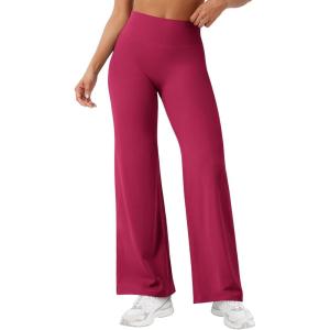 imageYEOREO Workout Leggings Womens No Front Seam Straight Leggings 29quot  315quot  33quot High Waist Buttery Eddiy Gym Yoga PantsRuby Red