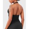 imageYEOREO Womens Halter Tank Tops Workout Impact Longline Strappy Top Padded Deep V Neck Wrap Gym Backless Bra CamisoleBlack