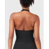 imageYEOREO Womens Halter Tank Tops Workout Impact Longline Strappy Top Padded Deep V Neck Wrap Gym Backless Bra CamisoleBlack