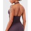 imageYEOREO Womens Halter Tank Tops Workout Impact Longline Strappy Top Padded Deep V Neck Wrap Gym Backless Bra CamisoleBlackberry Purple