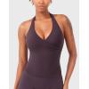 imageYEOREO Womens Halter Tank Tops Workout Impact Longline Strappy Top Padded Deep V Neck Wrap Gym Backless Bra CamisoleBlackberry Purple
