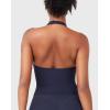imageYEOREO Womens Halter Tank Tops Workout Impact Longline Strappy Top Padded Deep V Neck Wrap Gym Backless Bra CamisoleNavy