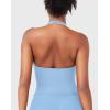 imageYEOREO Womens Halter Tank Tops Workout Impact Longline Strappy Top Padded Deep V Neck Wrap Gym Backless Bra CamisoleSky Bule