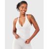imageYEOREO Womens Halter Tank Tops Workout Impact Longline Strappy Top Padded Deep V Neck Wrap Gym Backless Bra CamisoleWhite