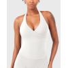 imageYEOREO Womens Halter Tank Tops Workout Impact Longline Strappy Top Padded Deep V Neck Wrap Gym Backless Bra CamisoleWhite