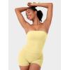 imageYEOREO Womens Y2K Strapless Tube Top Zannie Going Out Seamless Workout Padded Tank Tops Gym Light SupportCream Yellow