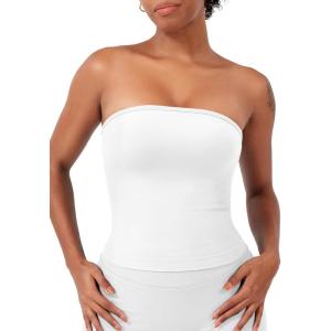 imageYEOREO Womens Y2K Strapless Tube Top Zannie Going Out Seamless Workout Padded Tank Tops Gym Light SupportWhite