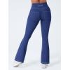 imageYEOREO CoreFlex Mini Flare Workout Leggings with Pockets for Women Butt Lifting High Waisted Hidden Scrunch Gym Denim PantsDeep Sea Blue
