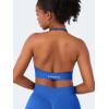 imageYEOREO SoftHue Women Halter Sports Bra Longline Strappy Bras Vanie V Neck Padded Seamless Open Back Workout Gym Crop TopElectric Blue