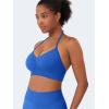 imageYEOREO SoftHue Women Halter Sports Bra Longline Strappy Bras Vanie V Neck Padded Seamless Open Back Workout Gym Crop TopElectric Blue