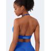 imageYEOREO SoftHue Women Halter Sports Bra Longline Strappy Bras Vanie V Neck Padded Seamless Open Back Workout Gym Crop TopElectric Blue